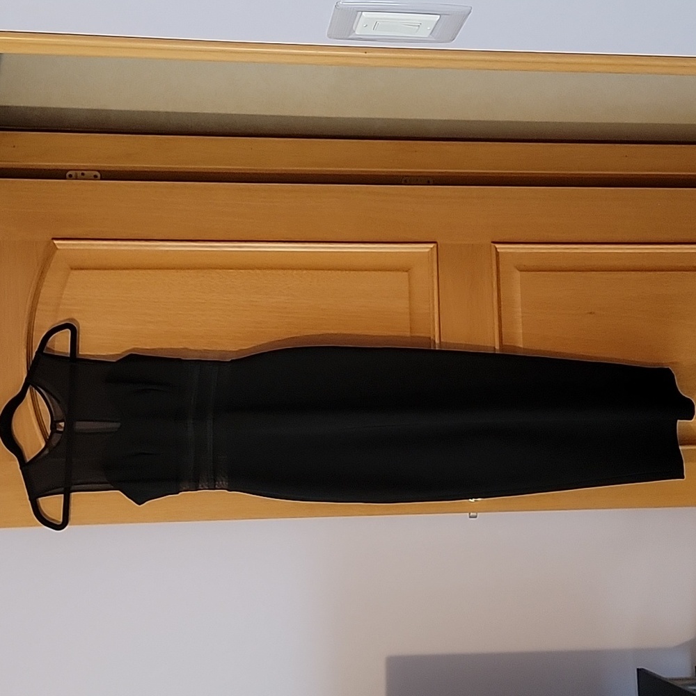 Rampage Black Mesh Panels Sleeveless Floor-length Evening Gown Size M